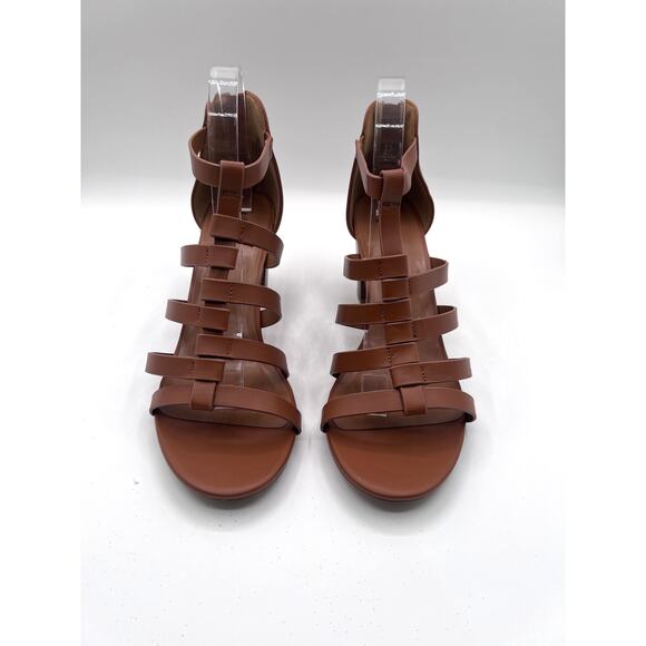 STYLE&CO 'BEAHH' STRAPPY DRESS SHOOTIES COGNAC BROWN SMOOTH WOMENS 10M NEW - Picture 2 of 12